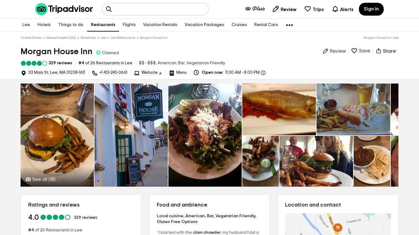 MORGAN HOUSE INN, Lee - Menu, Prices & Restaurant Reviews - Tripadvisor